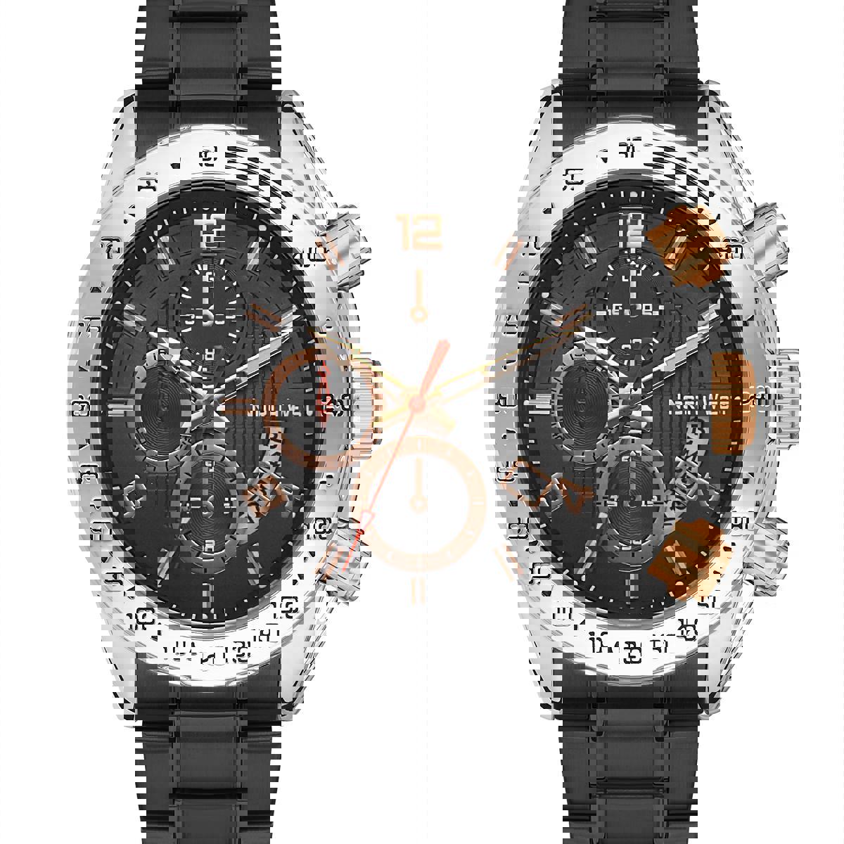 Northwest NW-2111-C Takvimli 41-45 mm Siyah Çelik Kordon Analog Kol Saati