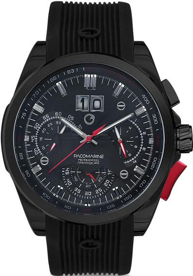 Pacomarine PM.51011.07 Takvimli 44 mm Siyah Silikon Kordon Analog Kol Saati