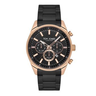 Tom Jones TOMJ-1-2313-05 Takvimli 44 mm Siyah Çelik Kordon Analog Erkek Kol Saati