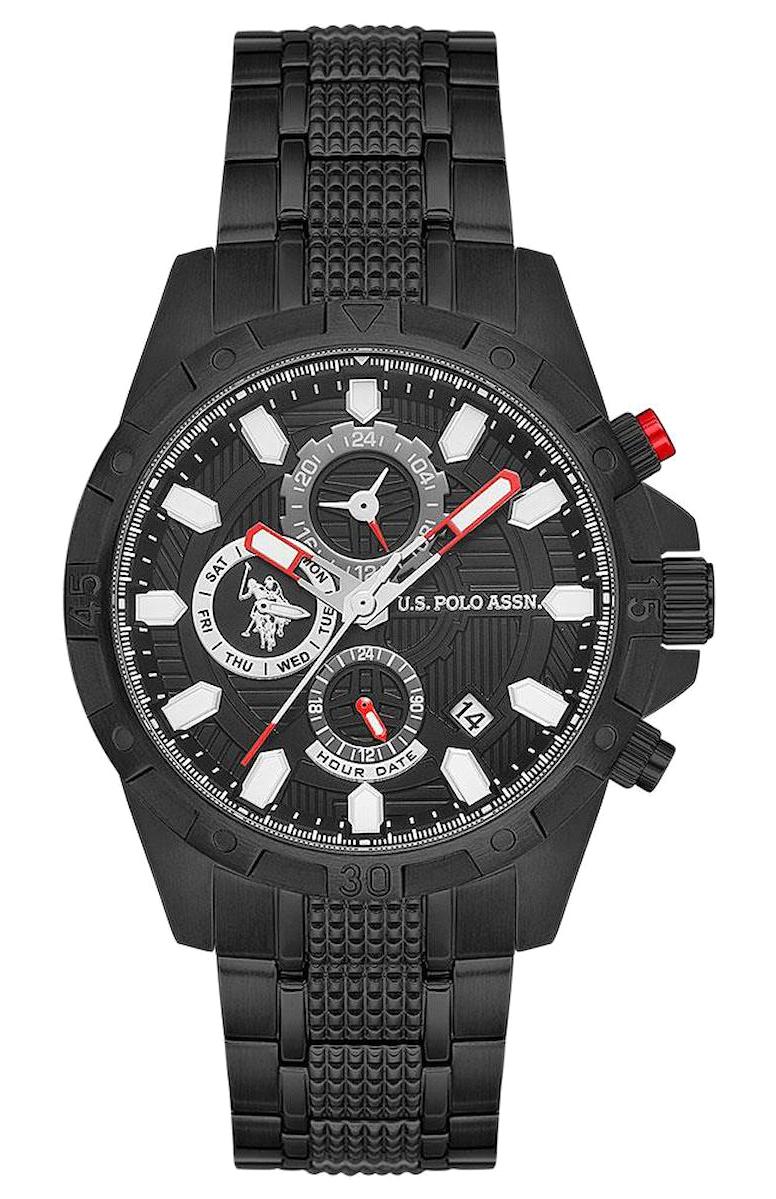 U.S. Polo Assn USPA1077-03 Takvimli 44 mm Siyah Çelik Kordon Analog Erkek Kol Saati
