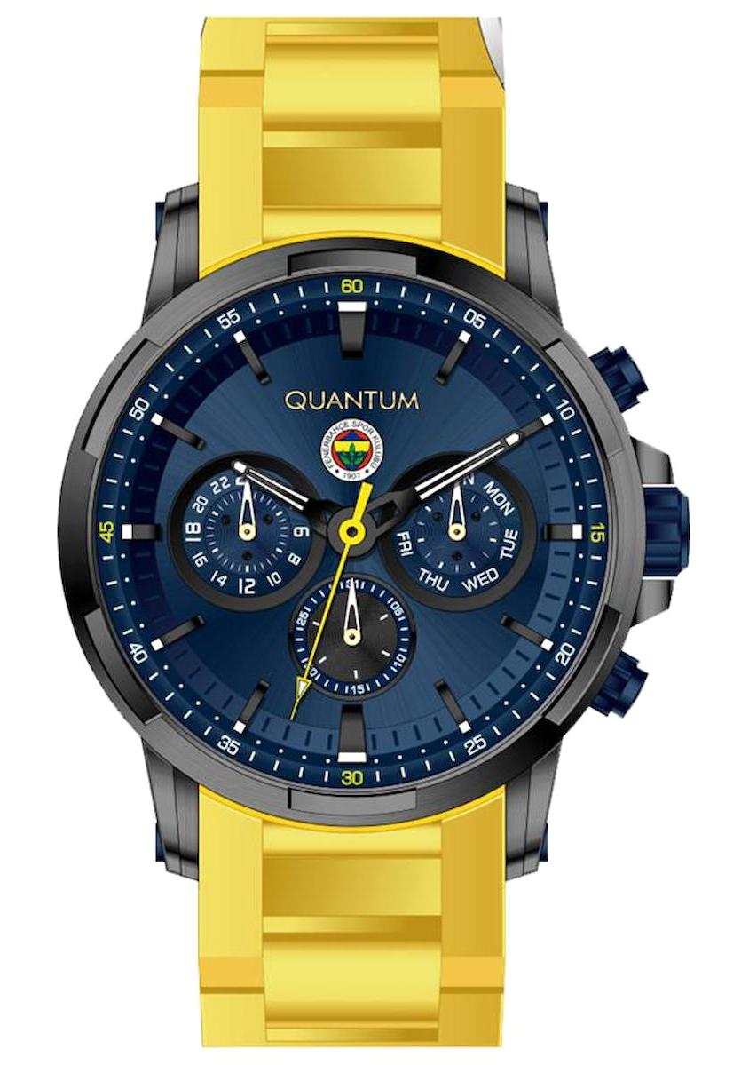 Quantum F876.094 Takvimli 46 mm Sarı Silikon Kordon Analog Erkek Kol Saati
