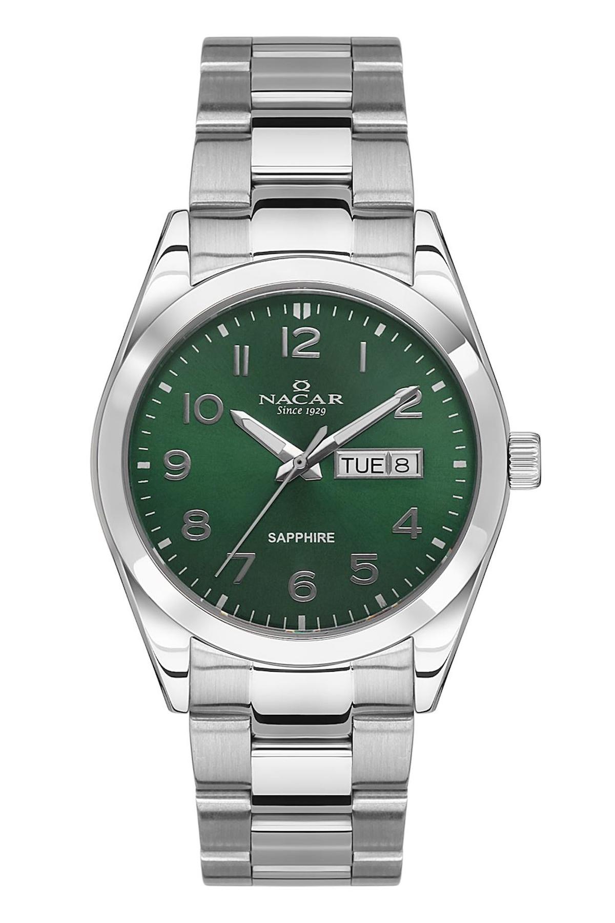 Nacar 31299228ANM Takvimli 44 mm Çelik Kordon Analog Kol Saati