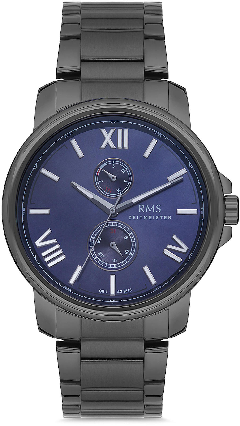 Romanson GR.1.AG1315.04 Takvimli 43 mm Füme Çelik Kordon Analog Kol Saati