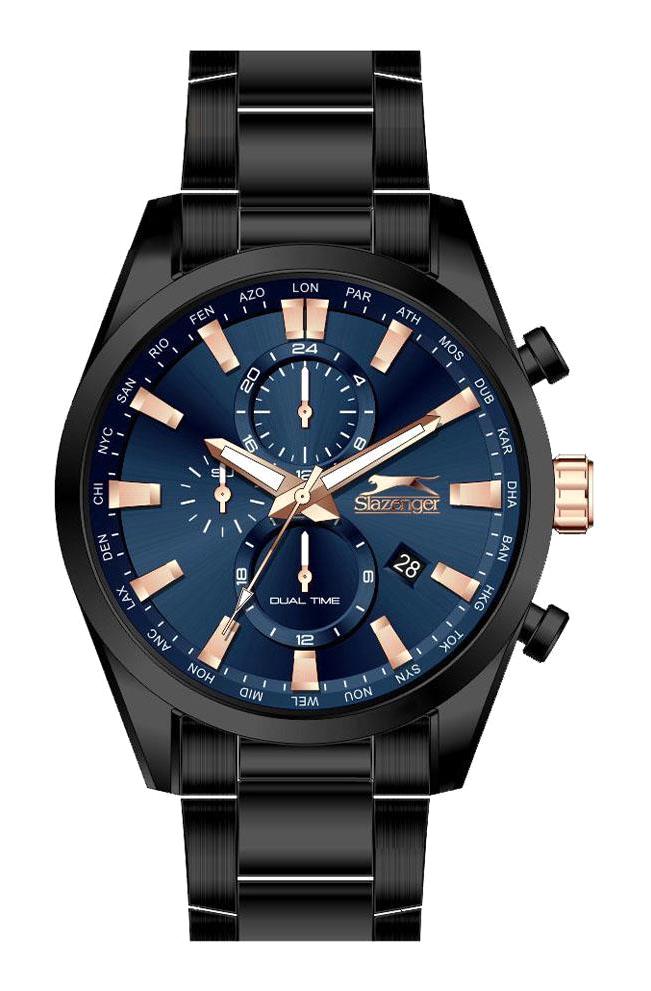 Slazenger SL.09.2058.2.02 Takvimli 44 mm Siyah Çelik Kordon Analog Erkek Kol Saati