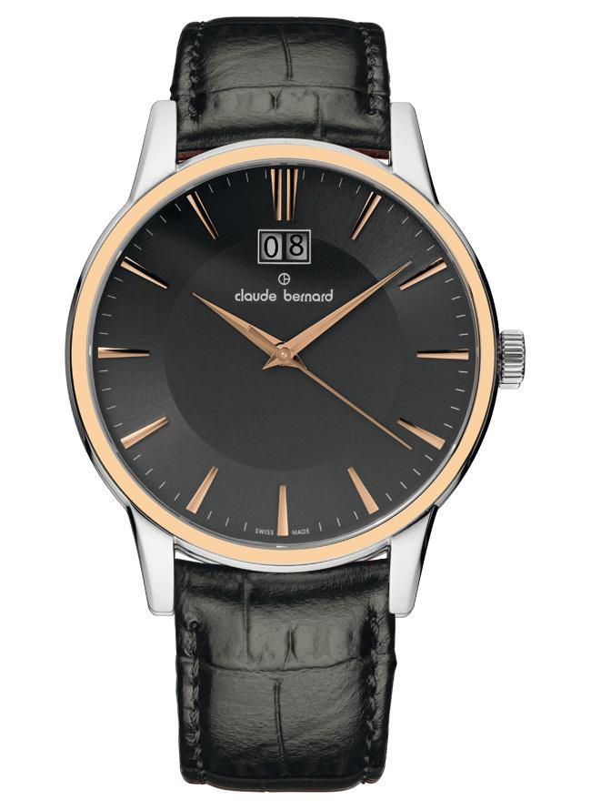 Claude Bernard CB.63003.357R.GIR Takvimli 40 mm Siyah Deri Kordon Analog Erkek Kol Saati