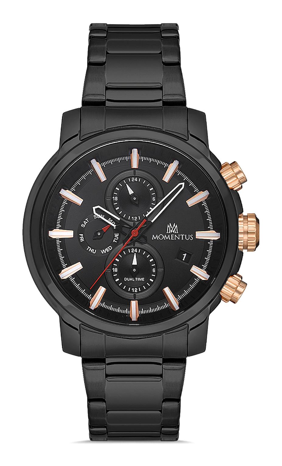 Momentus CC302B-04SR Takvimli 44 mm Siyah Çelik Kordon Analog Erkek Kol Saati
