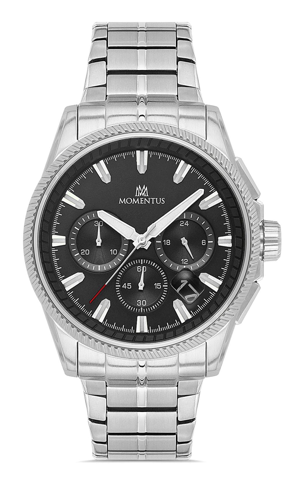 Momentus SM386S-04SS Takvimli 44 mm Çelik Kordon Analog Erkek Kol Saati