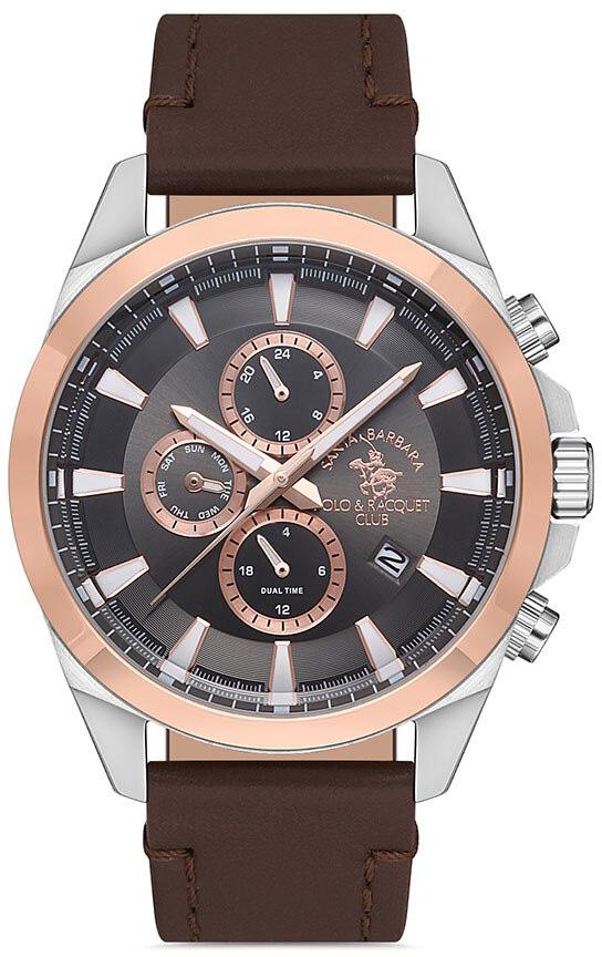 Santa Barbara Polo & Racquet Club SB.1.10209.3 Takvimli 43 mm Kahverengi Deri Kordon Analog Kol Saati