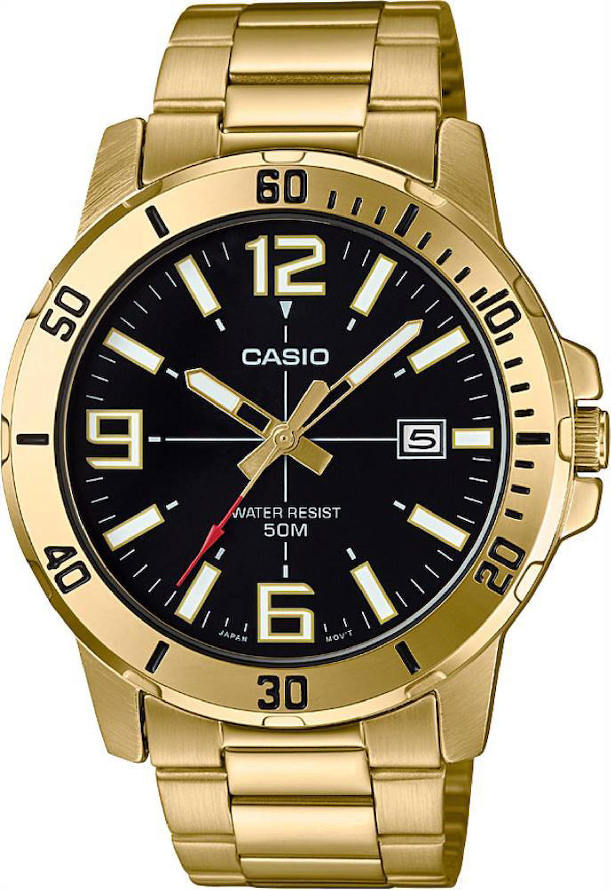 Casio MTP-VD01G-1CVUDF Takvimli 45 mm Altın Çelik Kordon Analog Erkek Kol Saati