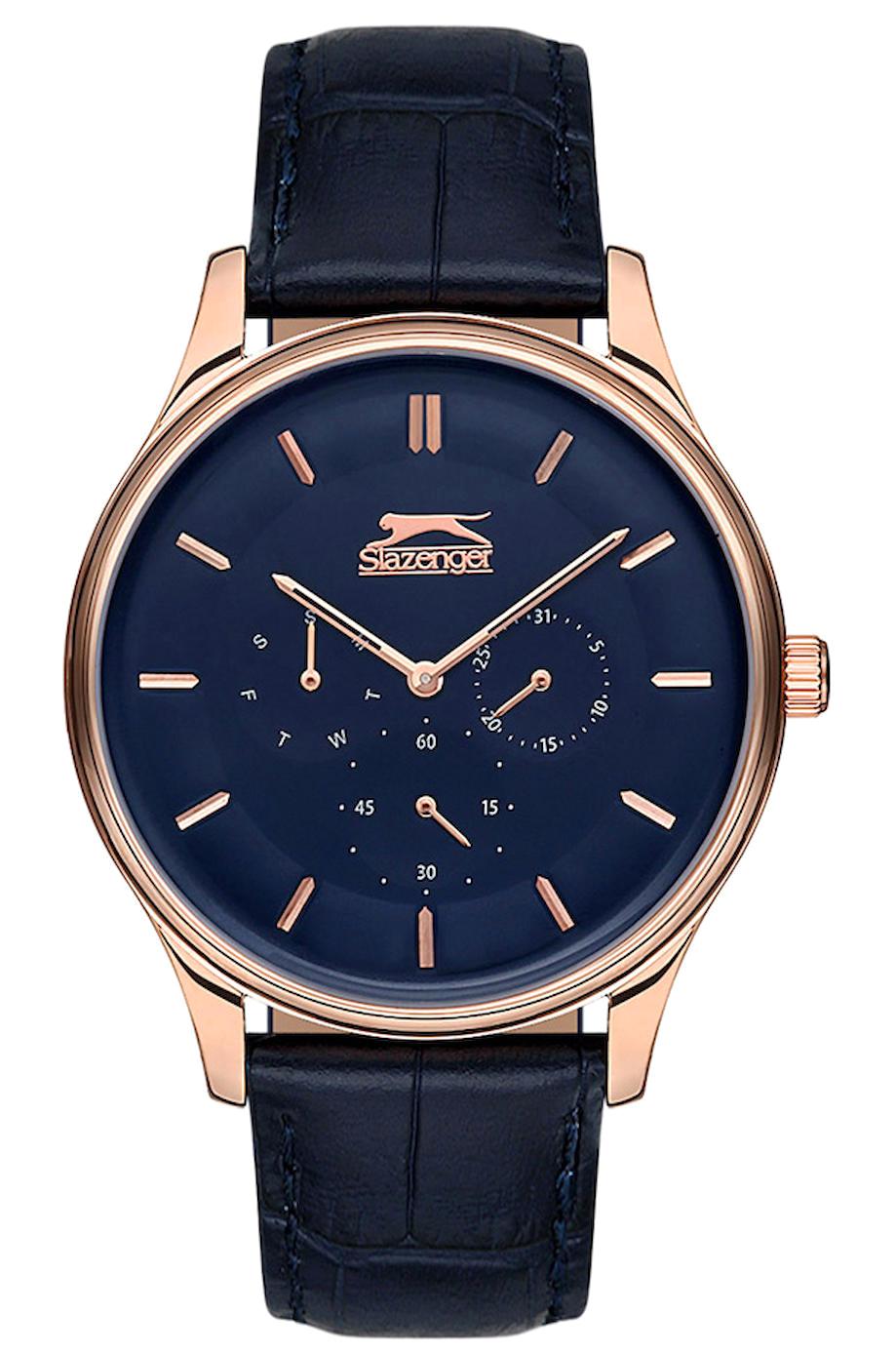 Slazenger SL.09.1590.2.03 Pusulalı Takvimli 41 mm Lacivert Deri Kordon Analog Erkek Kol Saati