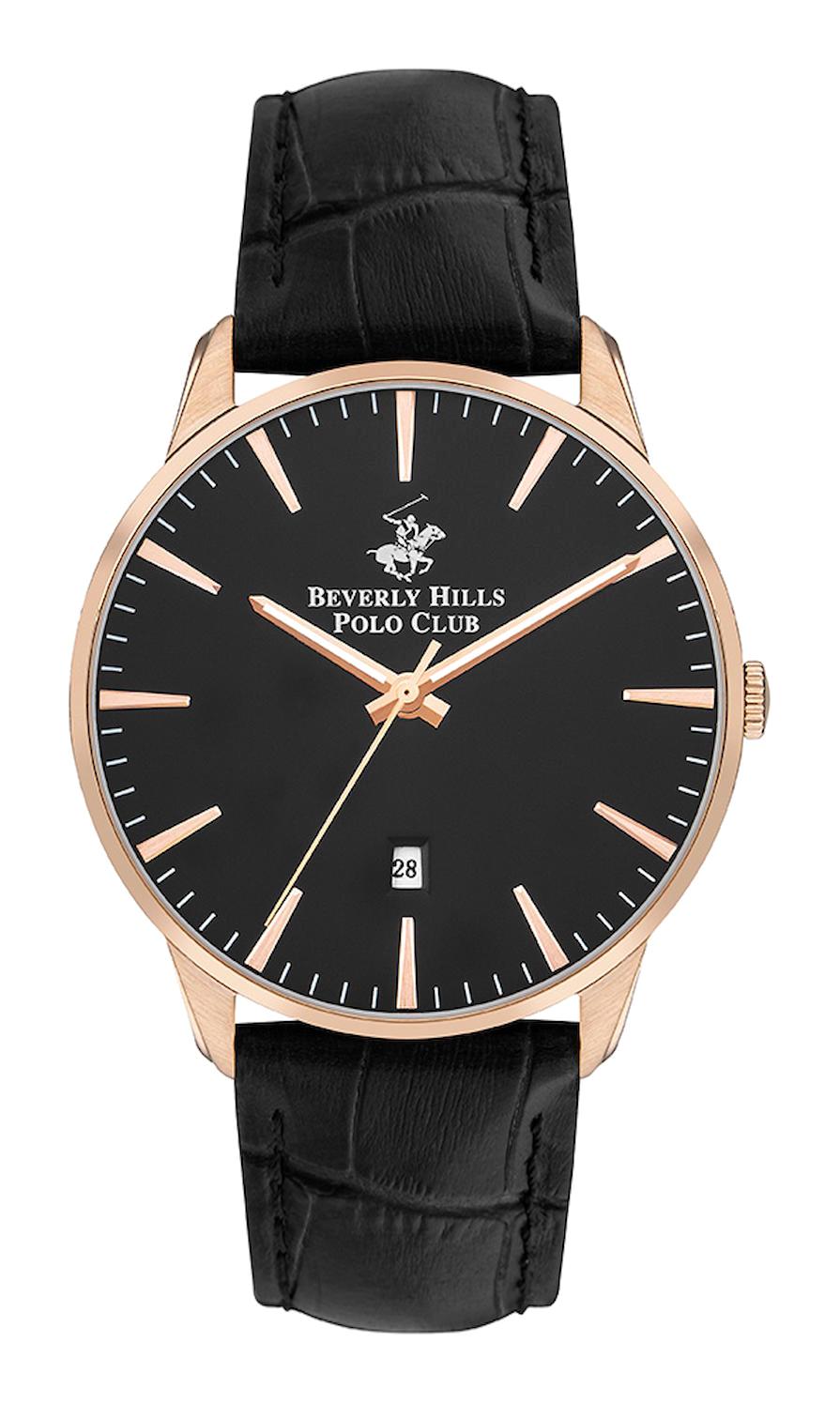 Beverly Hills Polo Club BP3393X451 Takvimli Siyah Deri Kordon Analog Erkek Kol Saati