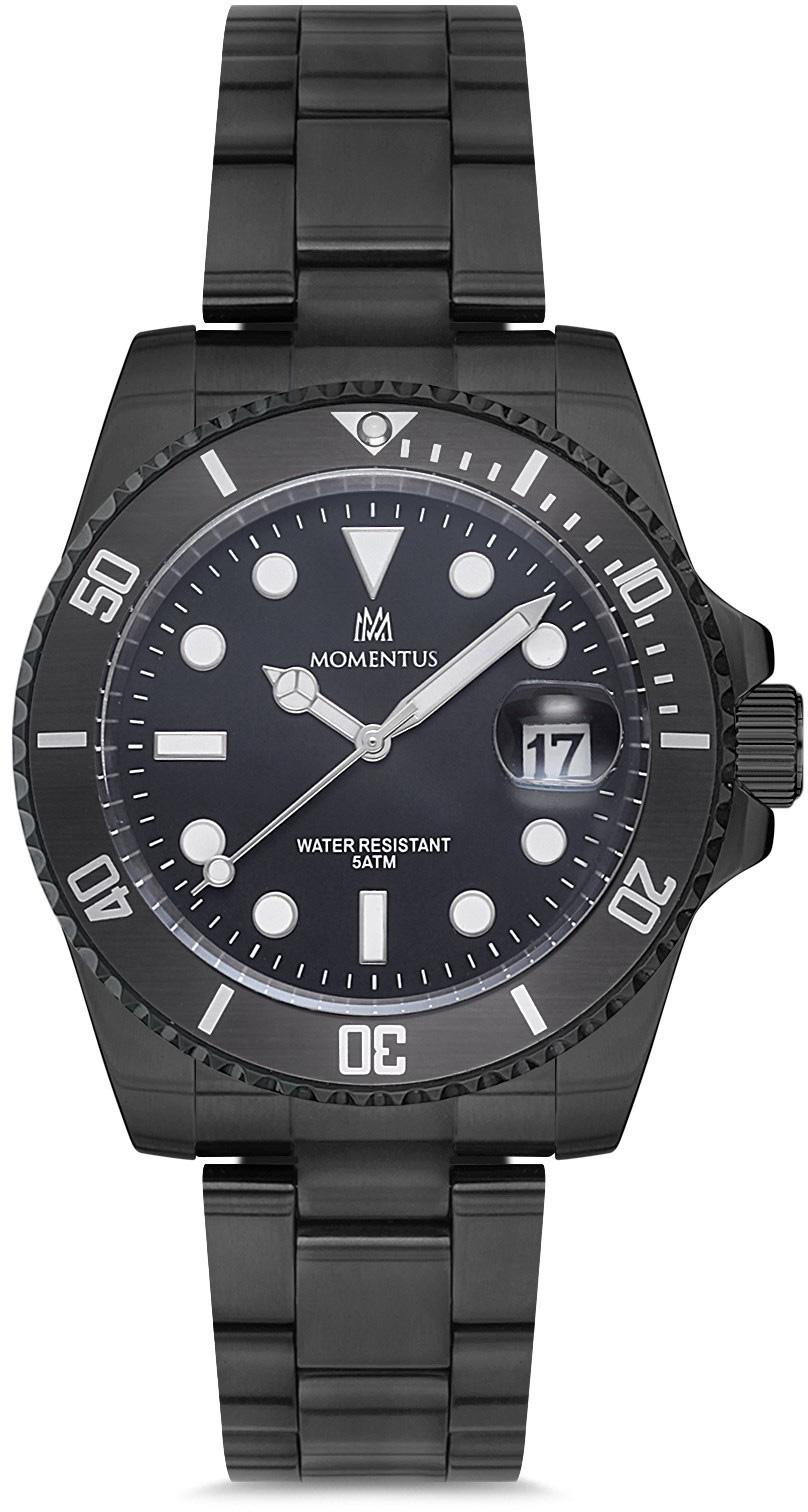 Momentus SM359B-04SS Takvimli 40 mm Siyah Çelik Kordon Analog Erkek Kol Saati