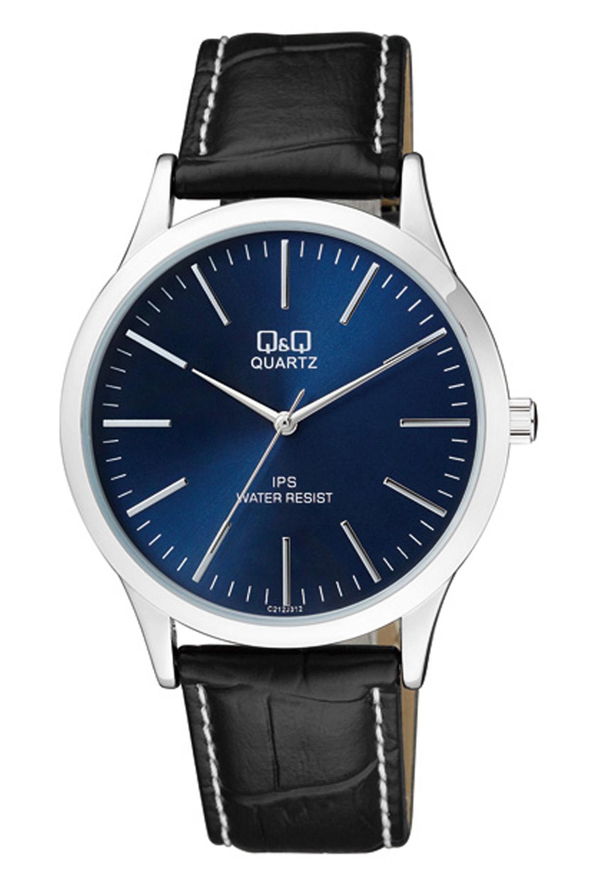 Q&Q 3A1923X 42 mm Siyah Deri Kordon Analog Erkek Kol Saati