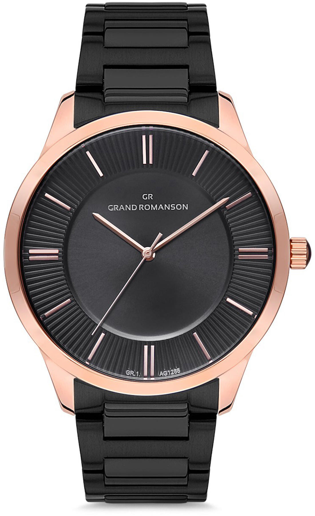 Romanson GR.1.AG1288.04 44 mm Siyah Çelik Kordon Analog Kol Saati