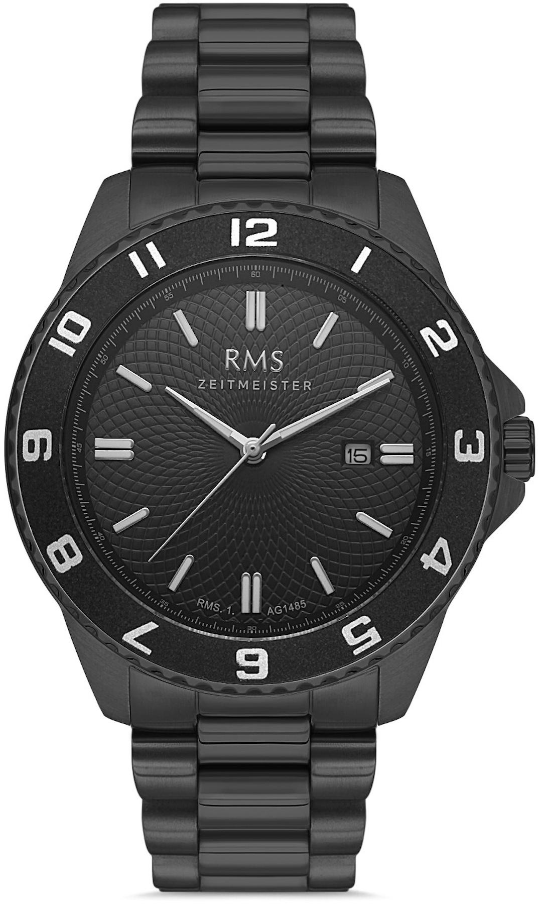 Romanson RMS.1.AG1485.08 Takvimli 42 mm Siyah Çelik Kordon Analog Kol Saati