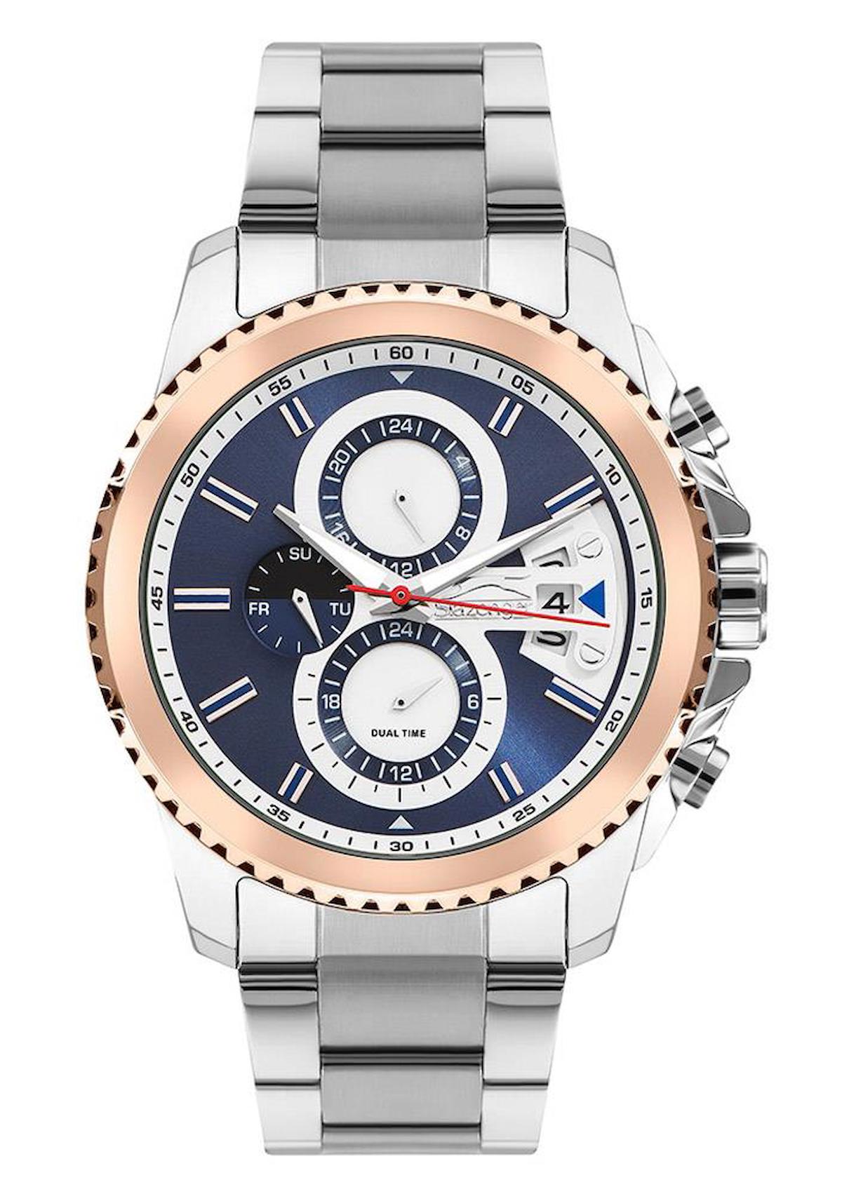 Slazenger SL.09.2156.2.05 Takvimli 44 mm Çelik Kordon Analog Erkek Kol Saati