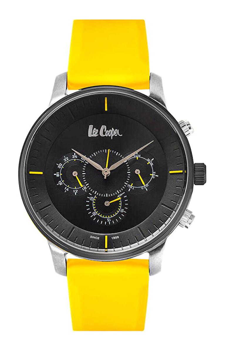 Lee Cooper LC06919.654 Takvimli Sarı Silikon Kordon Analog Erkek Kol Saati