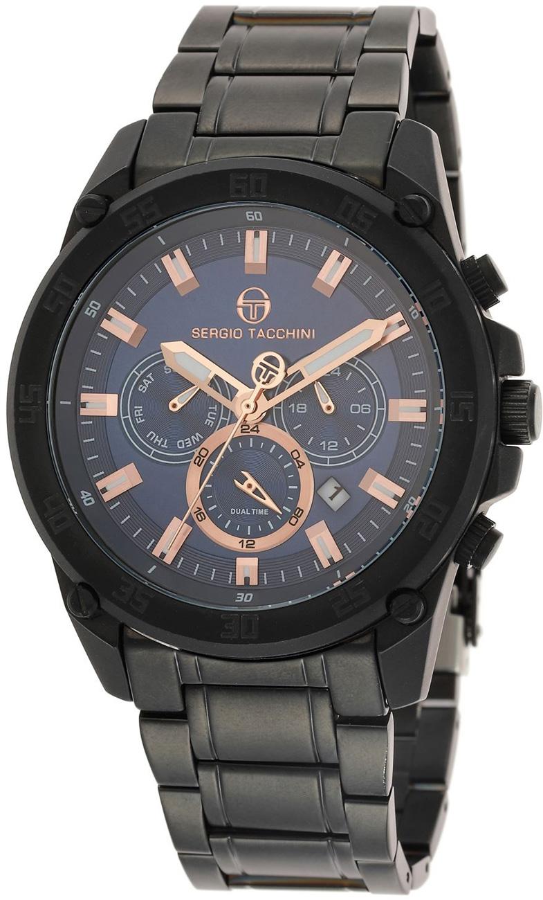 Sergio Tacchini ST.1.10063.2 Takvimli 42 mm Siyah Çelik Kordon Analog Kol Saati