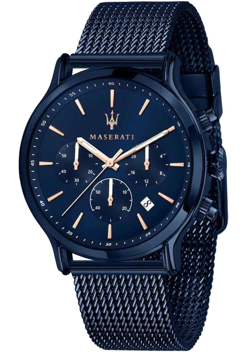 Maserati R8873618010 Takvimli 42 mm Lacivert Hasır Kordon Analog Erkek Kol Saati
