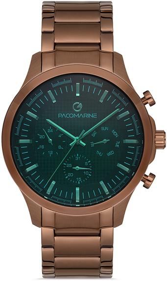Pacomarine PM.51221.07 Takvimli 46-50 mm Kahverengi Çelik Kordon Analog Erkek Kol Saati