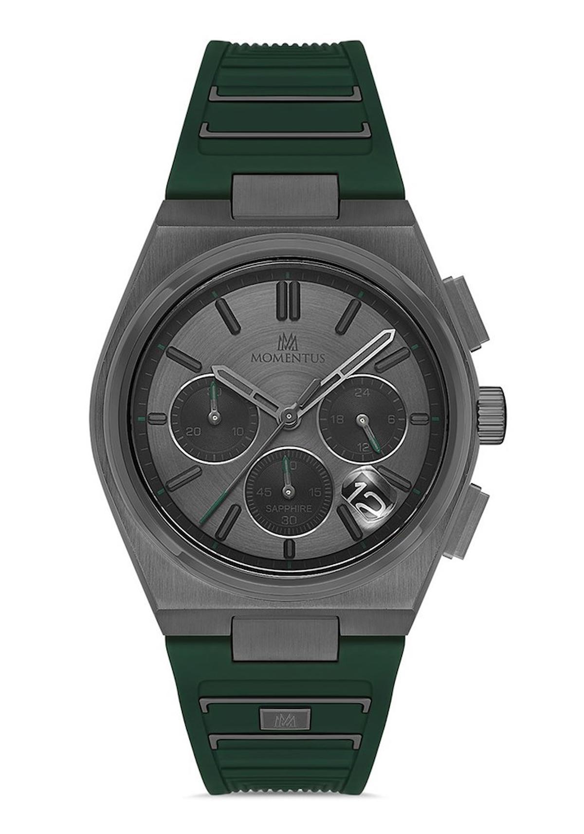 Momentus TM345N-04YS Takvimli 43 mm Yeşil Plastik Kordon Analog Erkek Kol Saati