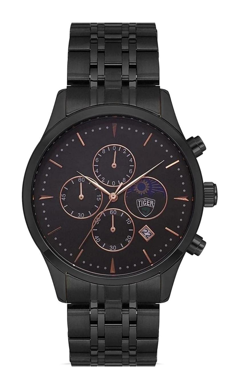Tiger TI-508 M Takvimli 44 mm Siyah Çelik Kordon Analog Erkek Kol Saati
