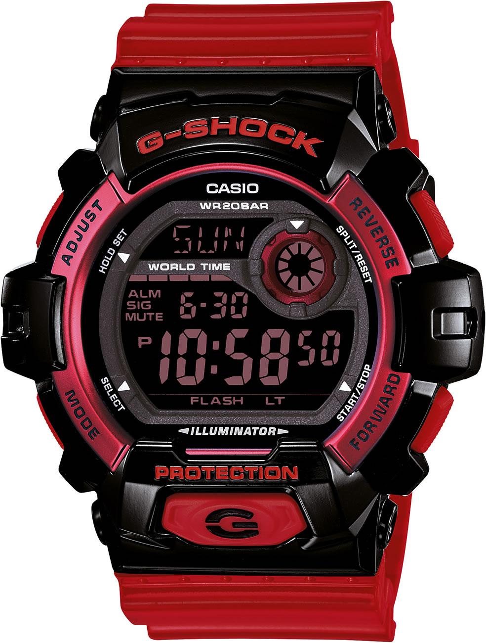 Casio G-8900SC-1R Takvimli 52.5 mm Kırmızı Silikon Kordon Dijital Kol Saati