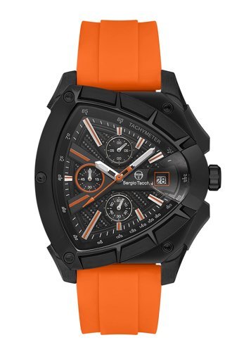 Sergio Tacchini ST.1.10425.5 Takvimli 45 mm Turuncu Silikon Kordon Analog Erkek Kol Saati