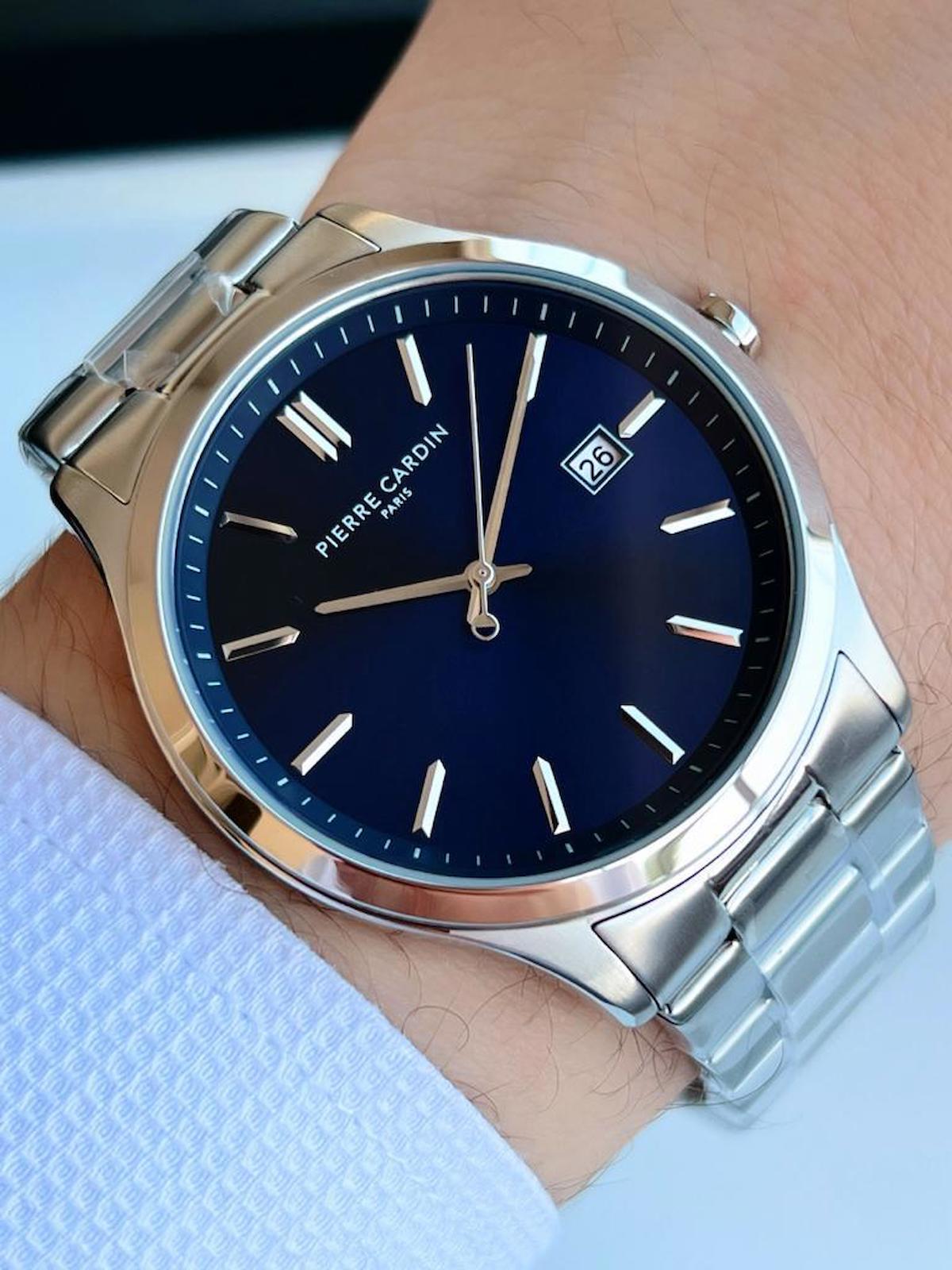 Pierre Cardin CQI.0006 Takvimli Çelik Kordon Analog Erkek Kol Saati