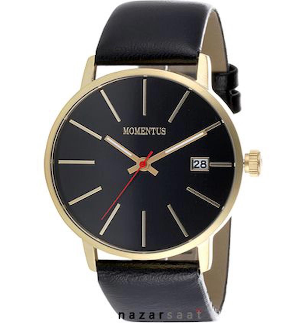 Momentus FD235G-04BG Takvimli 44 mm Siyah Deri Kordon Analog Erkek Kol Saati