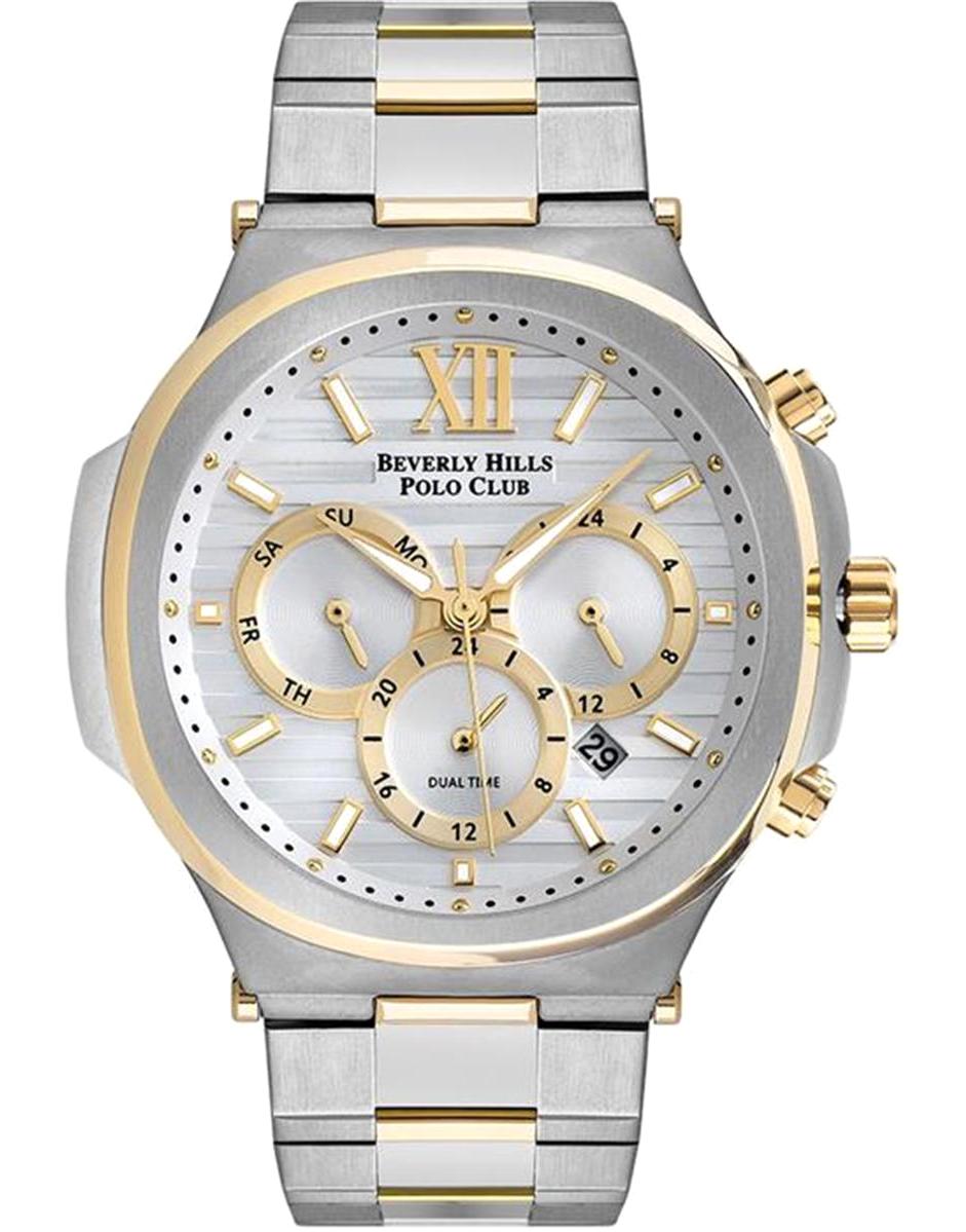 Beverly Hills Polo Club BP3216X230 Takvimli 47 mm Altın-Çelik Kordon Analog Kol Saati