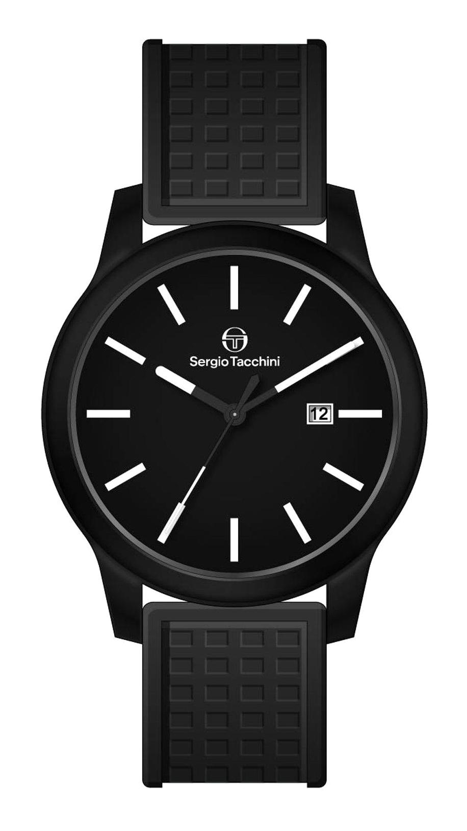 Sergio Tacchini ST.5.10002.2 Takvimli 42 mm Siyah Silikon Kordon Analog Erkek Kol Saati