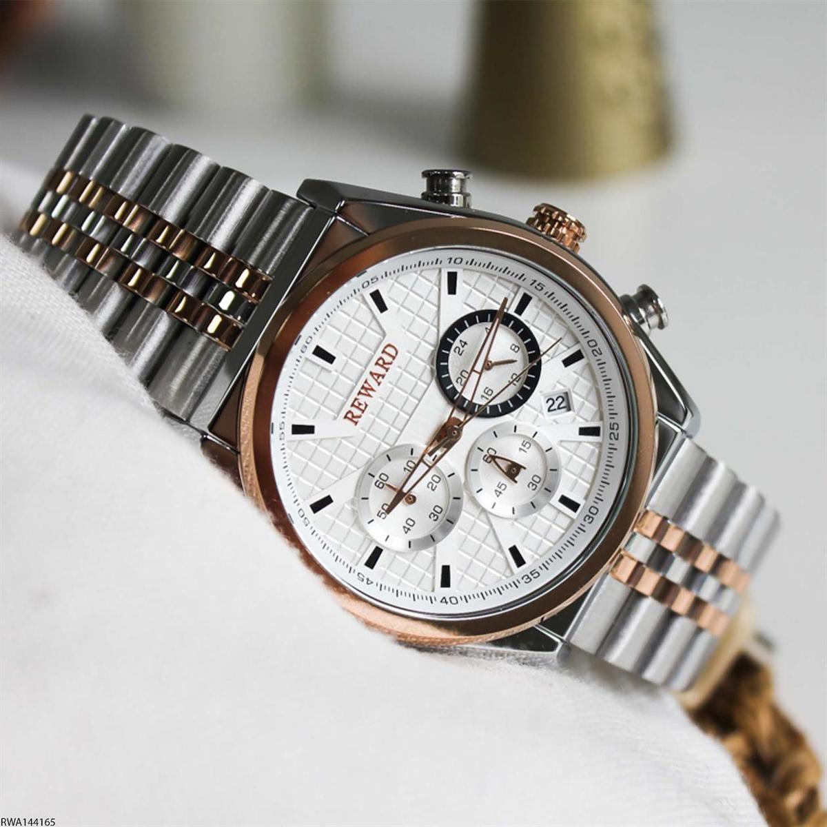 Reward RWA144165 Takvimli 43 mm Gri-Rose Gold Çelik Kordon Analog Erkek Kol Saati