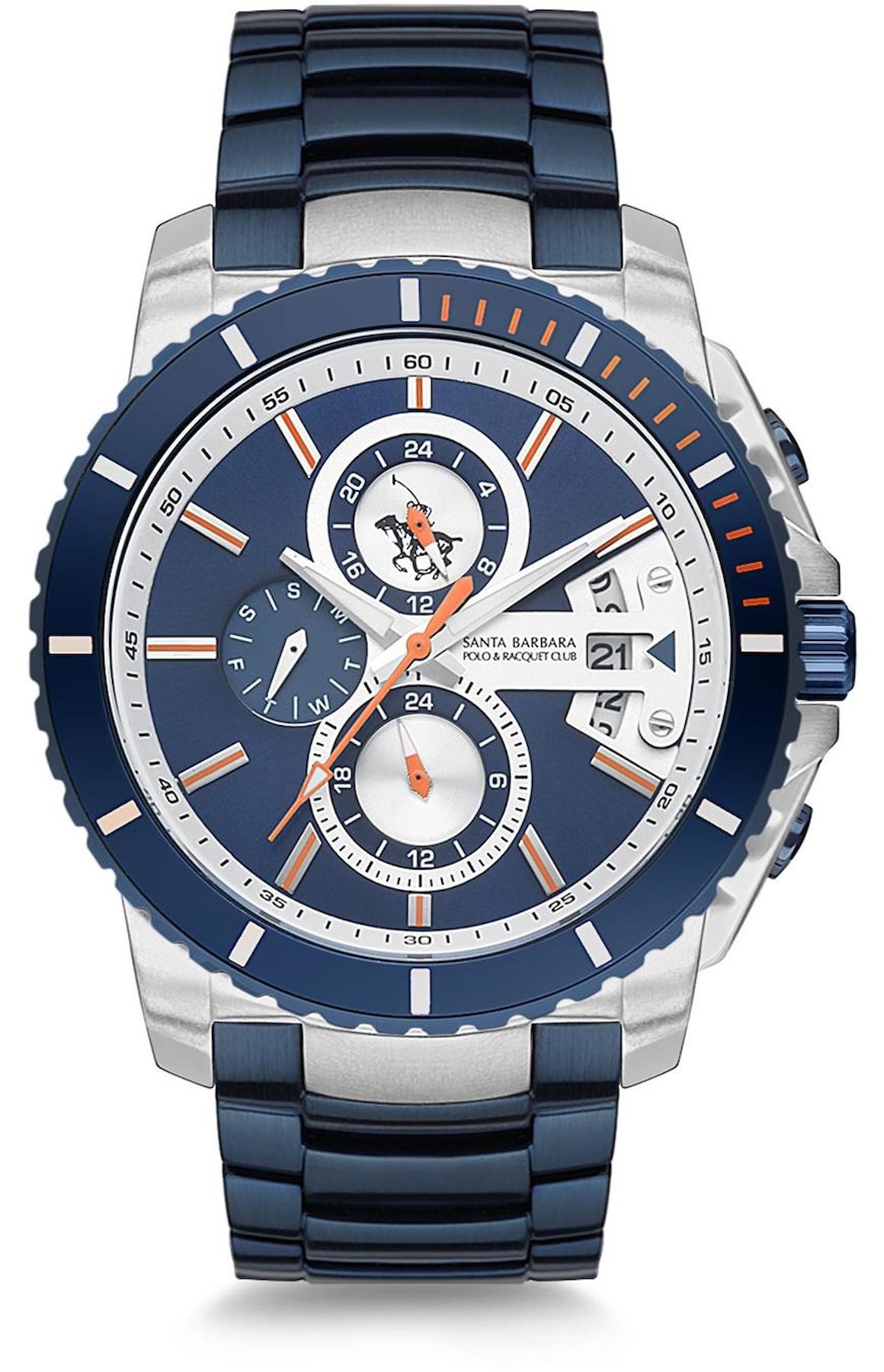 Santa Barbara Polo & Racquet Club SB.10.1129.6 Takvimli Lacivert Metal Kordon Analog Erkek Kol Saati