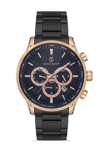 David Guner DG-8218GA-R2 Takvimli 42 mm Siyah Çelik Kordon Analog Kol Saati