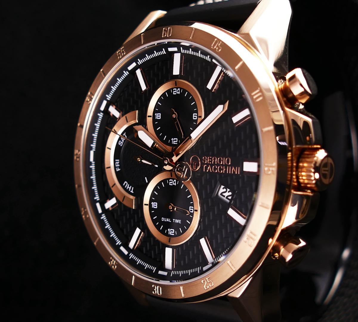 Sergio Tacchini ST.1.10029.5A Takvimli 45 mm Siyah Çelik Kordon Analog Kol Saati
