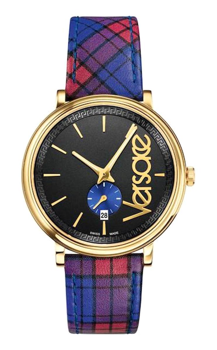 Versace VRSCVEBQ00218 Takvimli Çok Renkli Deri Kordon Analog Erkek Kol Saati