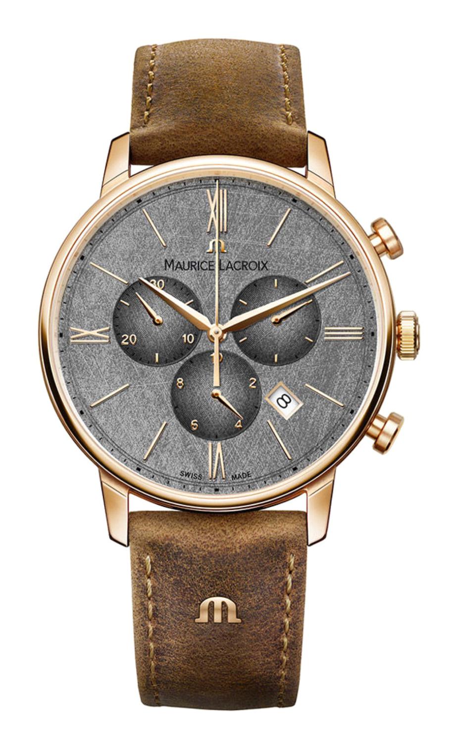 Maurice Lacroix ML-EL1098PVP01210-1 Takvimli 40 mm Kahverengi Deri Kordon Analog Kol Saati