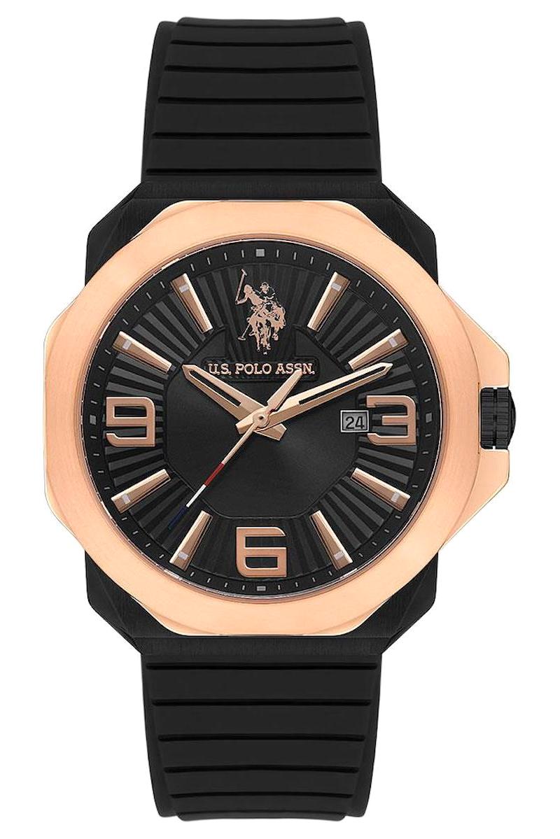 U.S. Polo Assn USPA1065-02 Takvimli 43 mm Siyah Silikon Kordon Analog Erkek Kol Saati