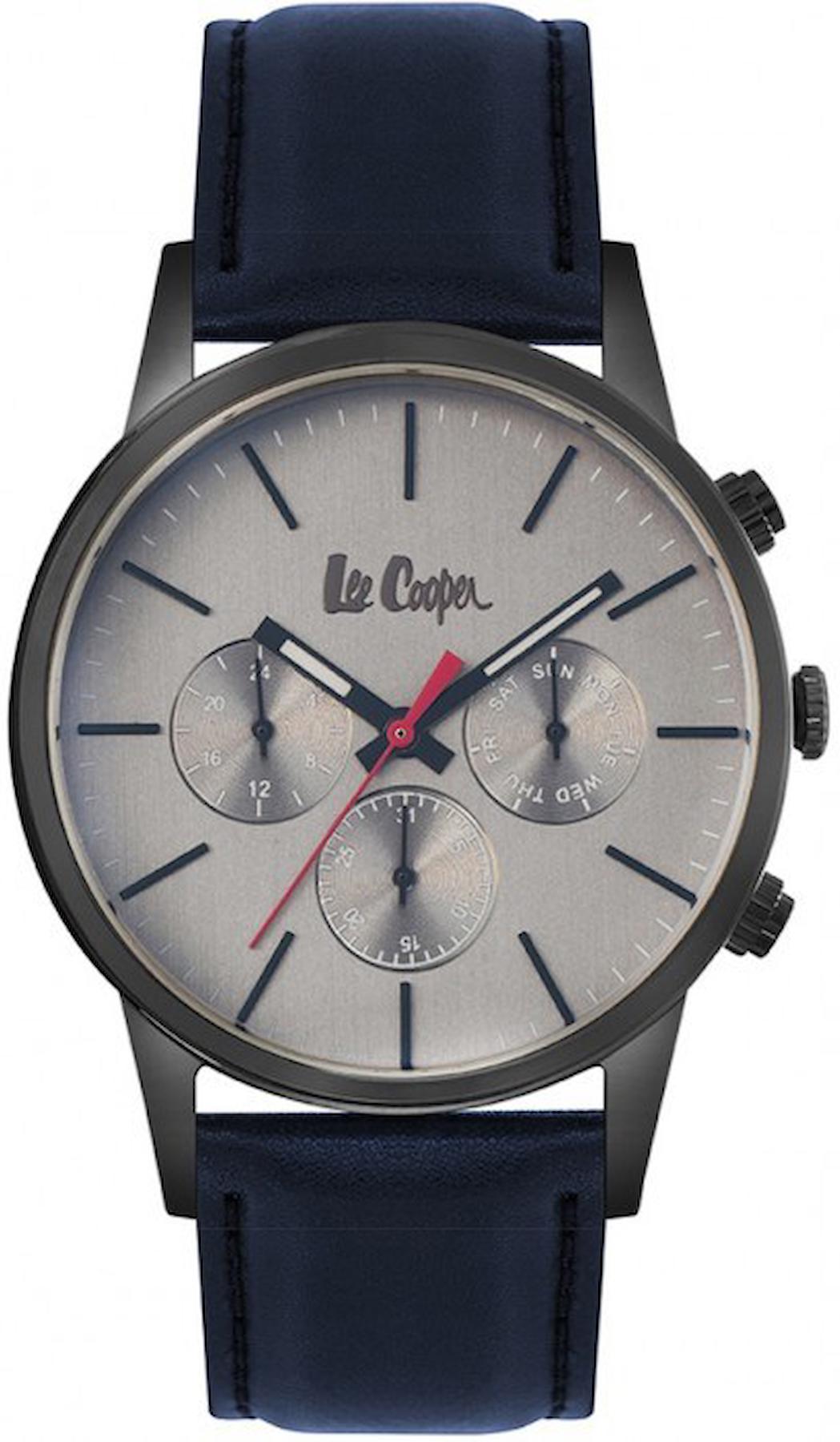 Lee Cooper LC06886.069 Takvimli Lacivert Deri Kordon Analog Kol Saati