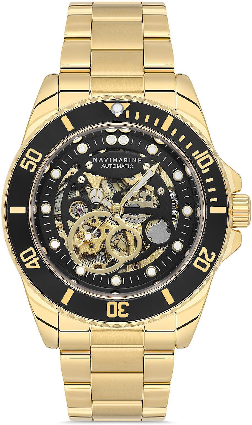 Navimarine NM168-03 44 mm Altın Çelik Kordon Analog Kol Saati