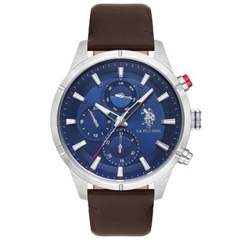U.S. Polo Assn USPA1014B-09 Takvimli 46 mm Kahverengi Deri Kordon Analog Kol Saati