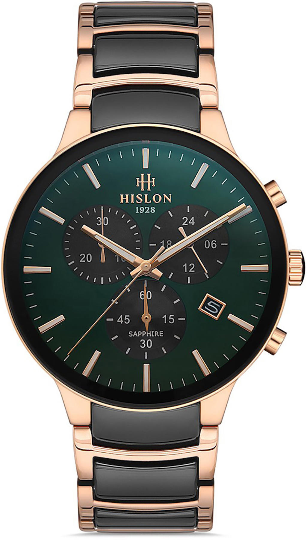 Hislon HİSLON MS110T-15SR Pusulalı Takvimli 42 mm Siyah- Rose Gold Çelik Kordon Analog Kol Saati