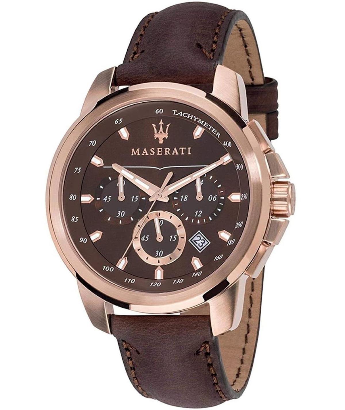 Maserati R8871621004 Takvimli 44 mm Kahverengi Deri Kordon Analog Erkek Kol Saati