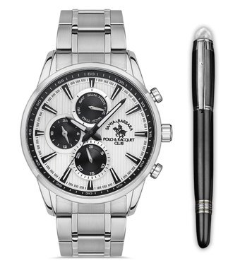 Santa Barbara Polo & Racquet Club SB.1.10446.3 Takvimli 44 mm Çelik Kordon Analog Erkek Kol Saati