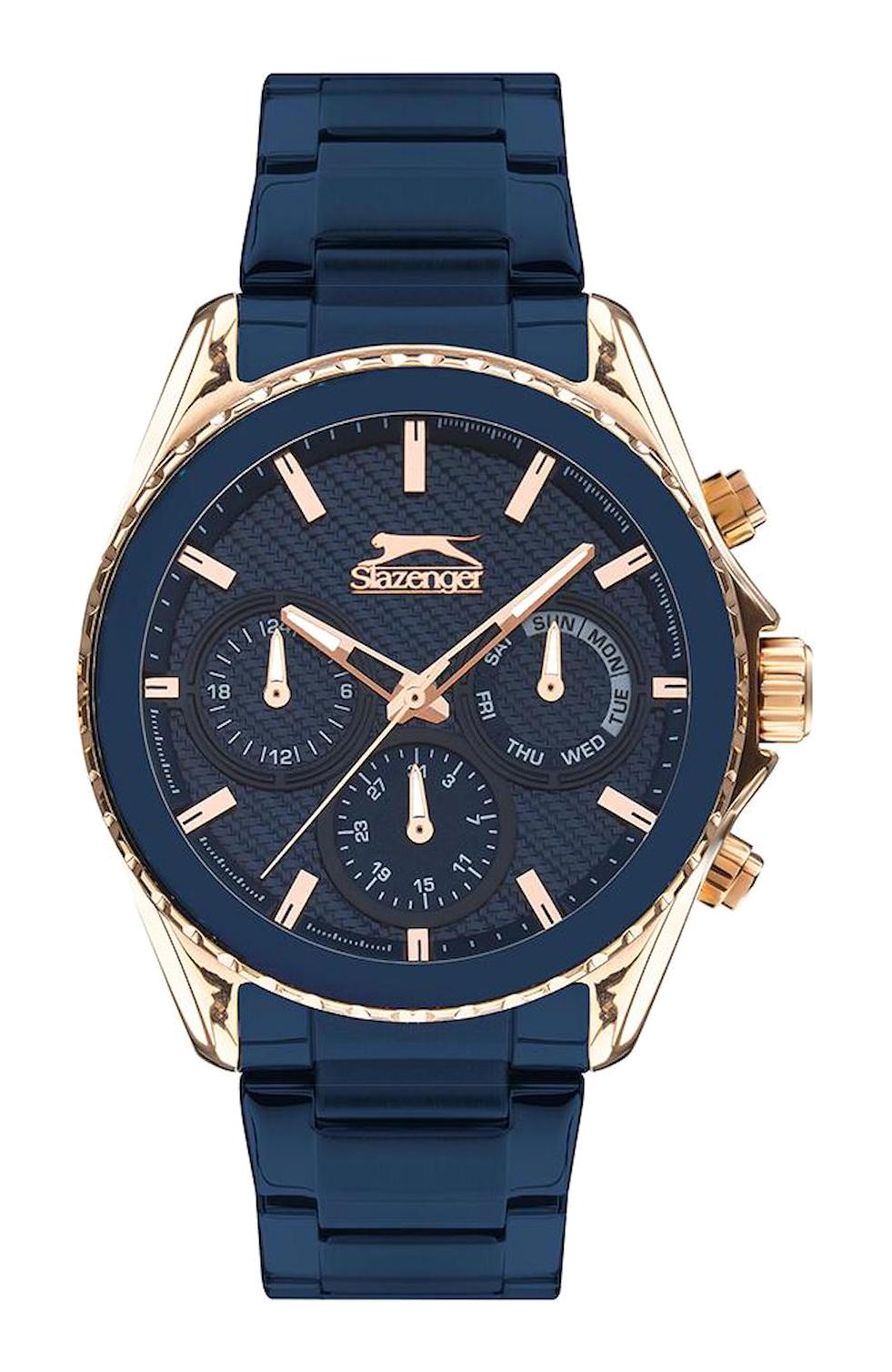 Slazenger SL.09.2022.2.03 Takvimli 44 mm Lacivert Çelik Kordon Analog Erkek Kol Saati