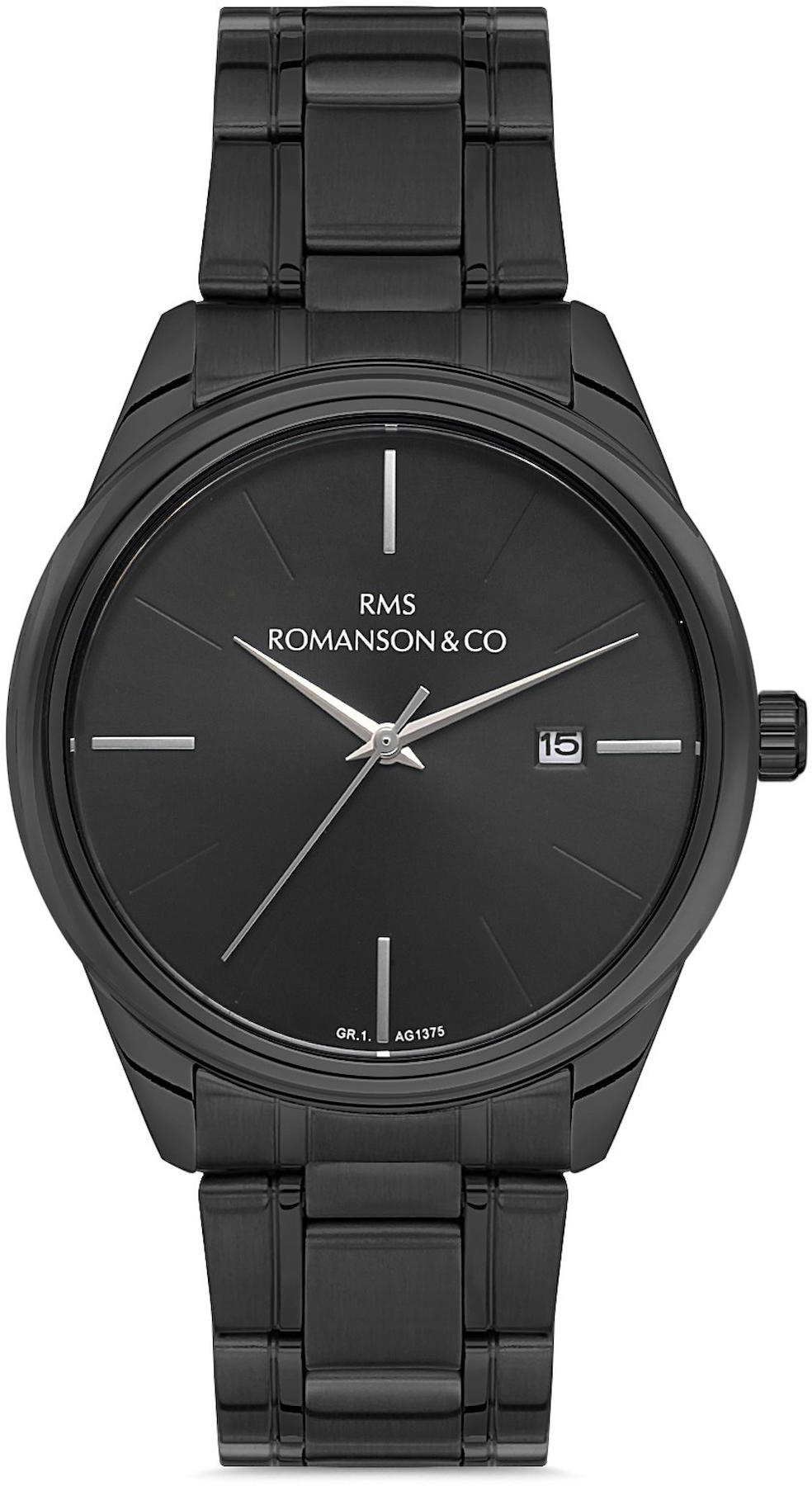 Romanson GR.1.AG1375.19 Takvimli 41 mm Siyah Çelik Kordon Analog Kol Saati