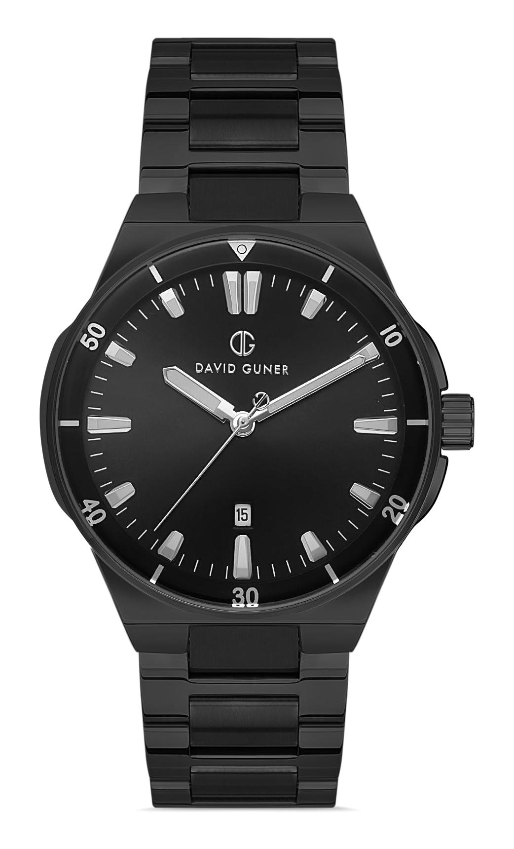 David Guner DG-8342GA-G2 Takvimli 42 mm Siyah Metal Kordon Analog Erkek Kol Saati