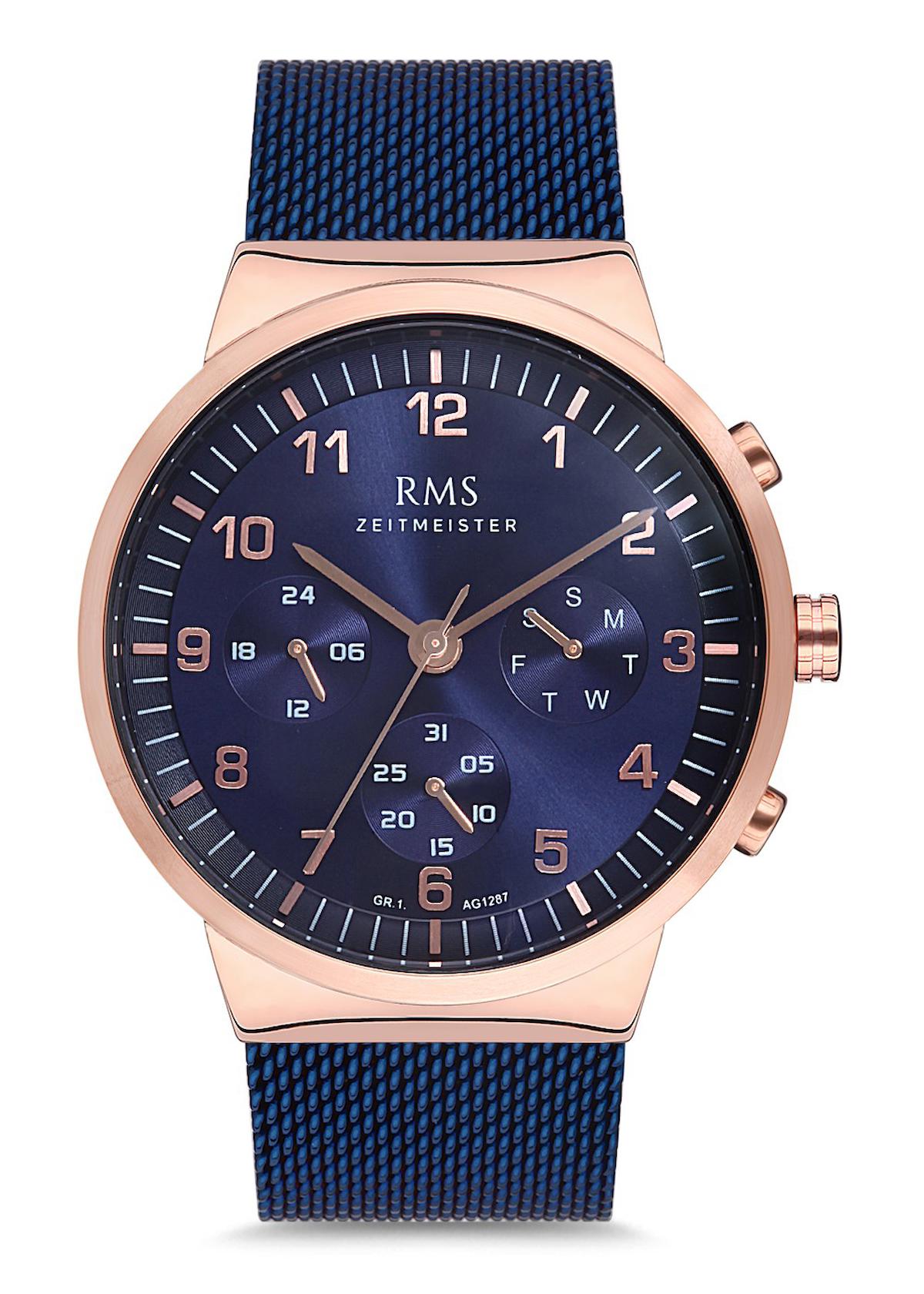 Romanson GR.1.AG1287.07 Takvimli 43 mm Lacivert Metal Kordon Analog Erkek Kol Saati