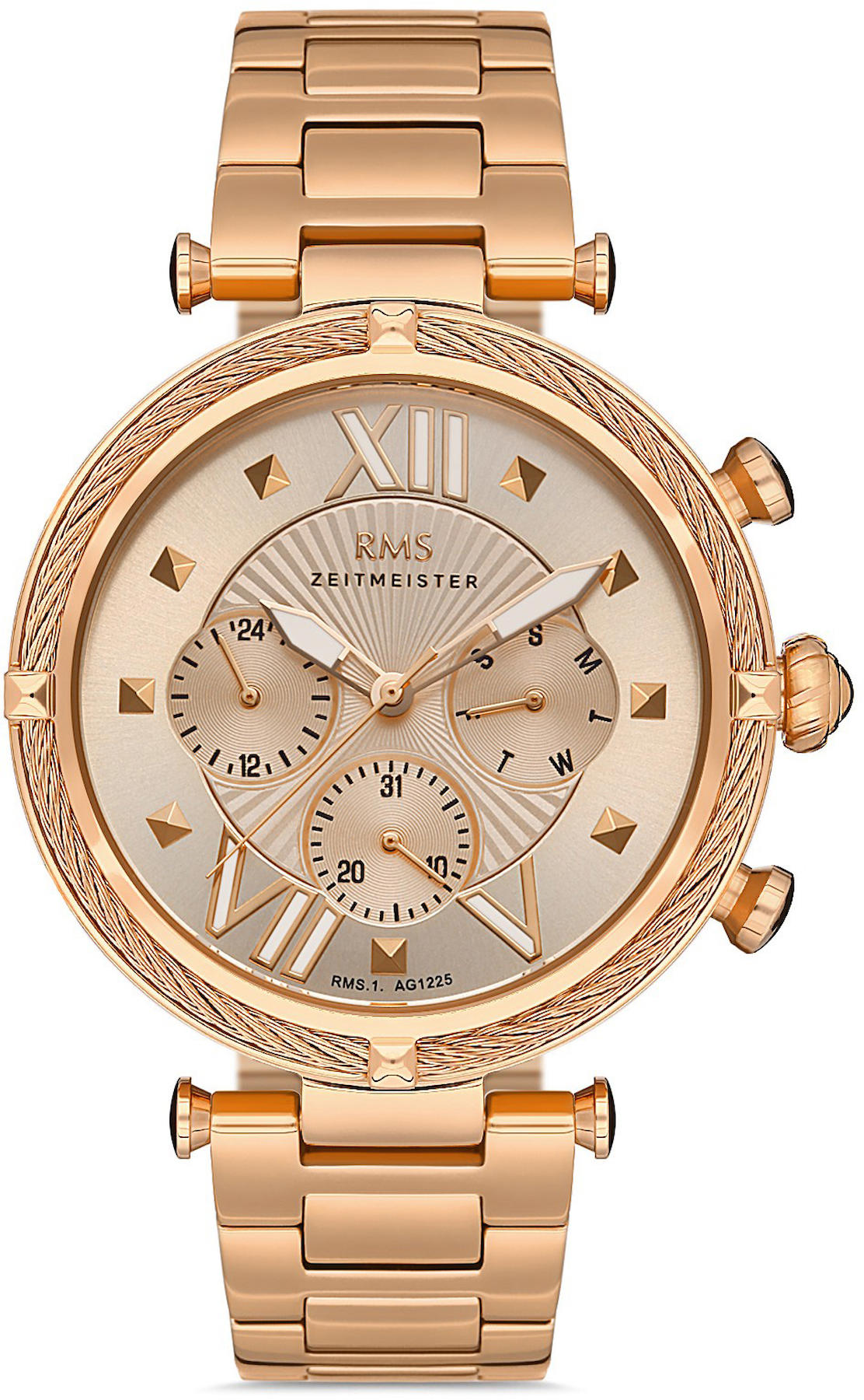 Romanson RMS.1.AG1493.05 Takvimli 43 mm Rose Gold Çelik Kordon Analog Kol Saati